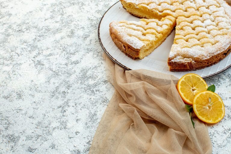 front view lemon pie sugar powdered on white background cake sweet biscuit pastry bake cookie tea