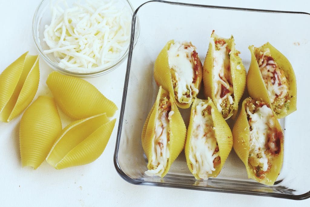 Shell pasta cheese seafood