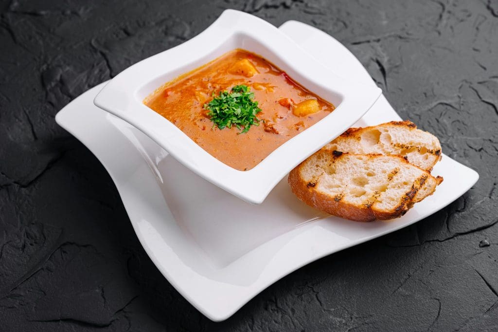 Colombian pork rib soup with bread