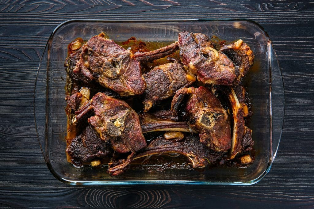 Lamb meat baked in oven