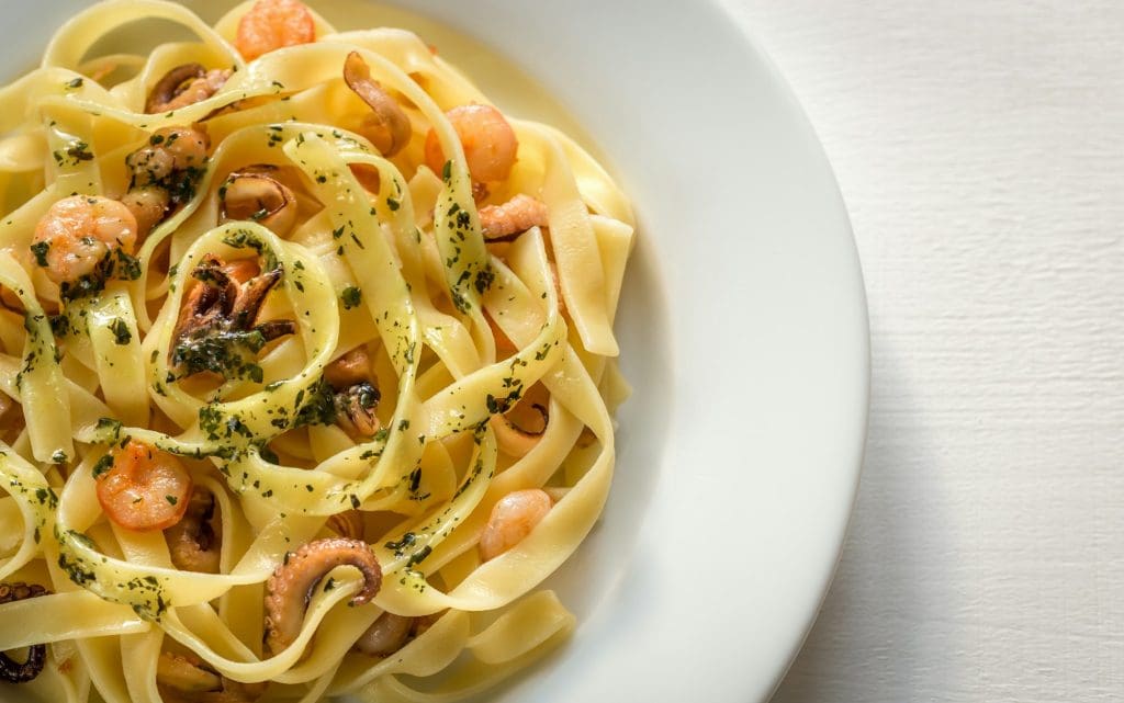 Tagliatelle pasta with seafood