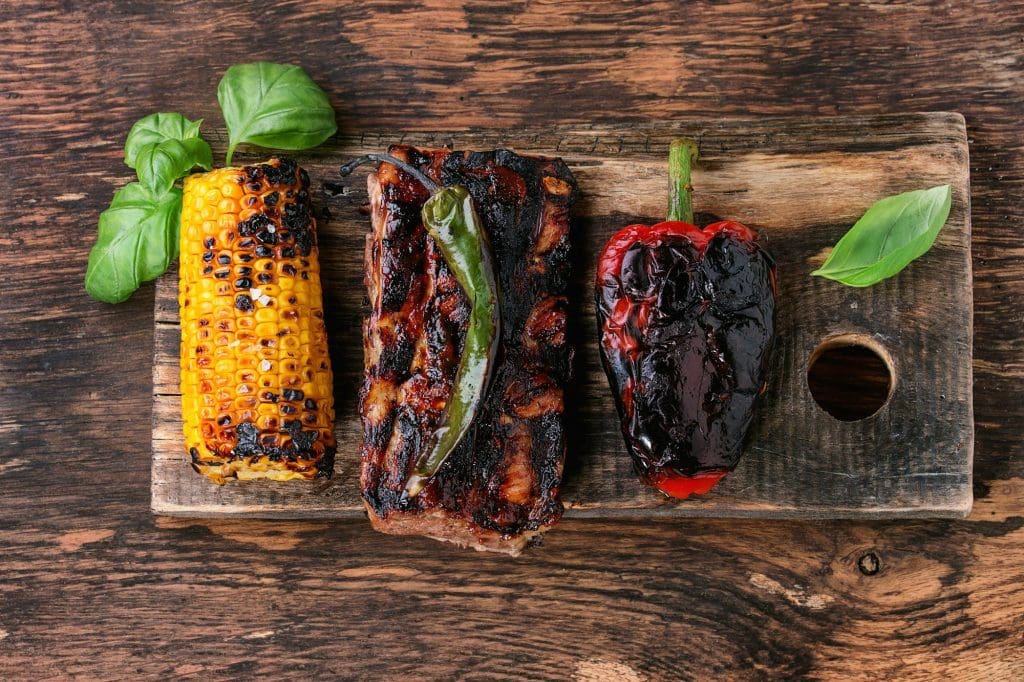 BBQ meat and vegetables