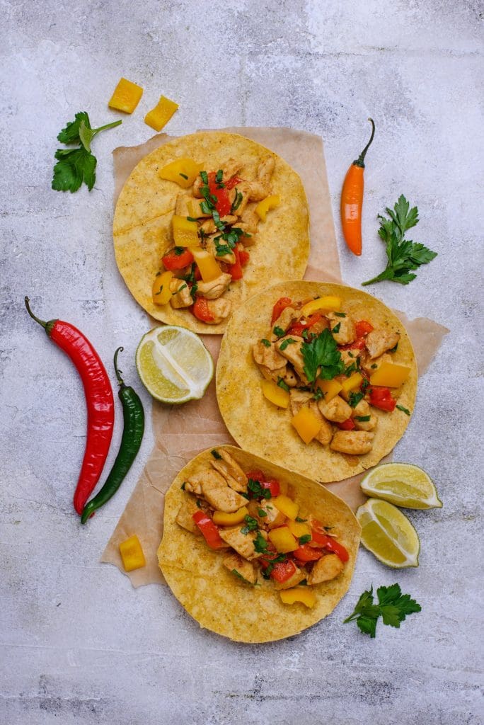 Traditional Mexican tacos with meat