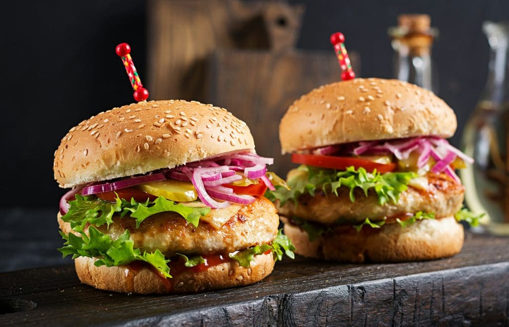 Chicken hamburger. Sandwich with chicken burger