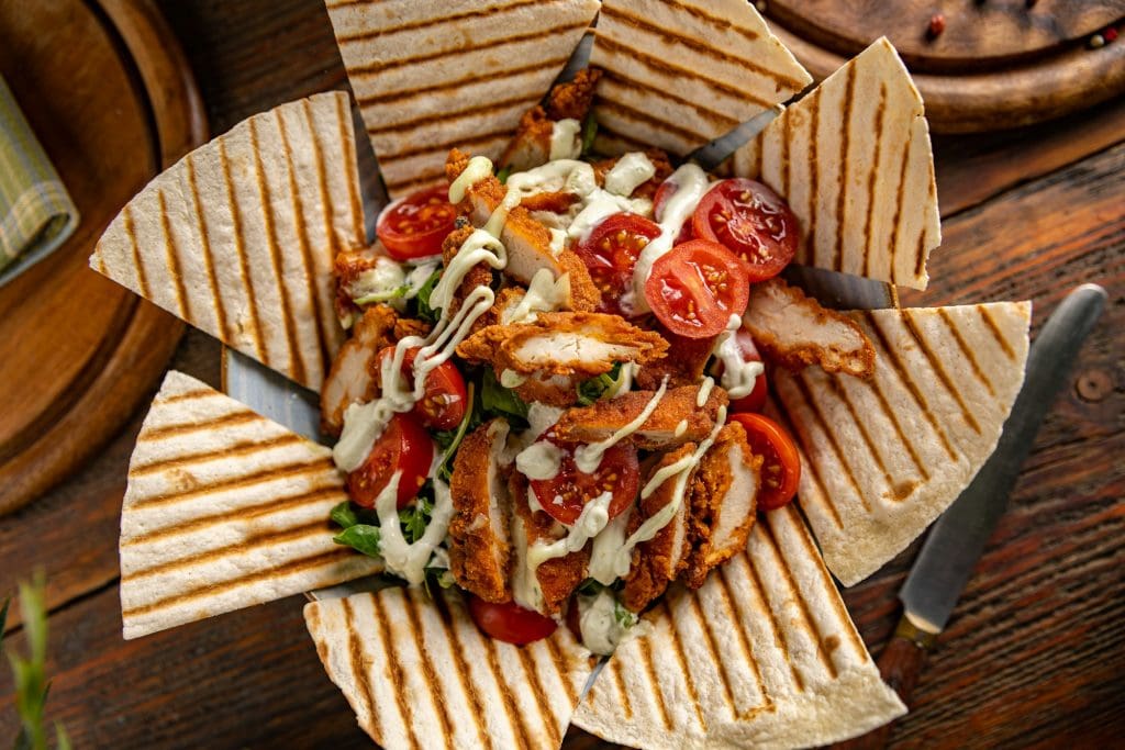 Salad with breaded chicken breast