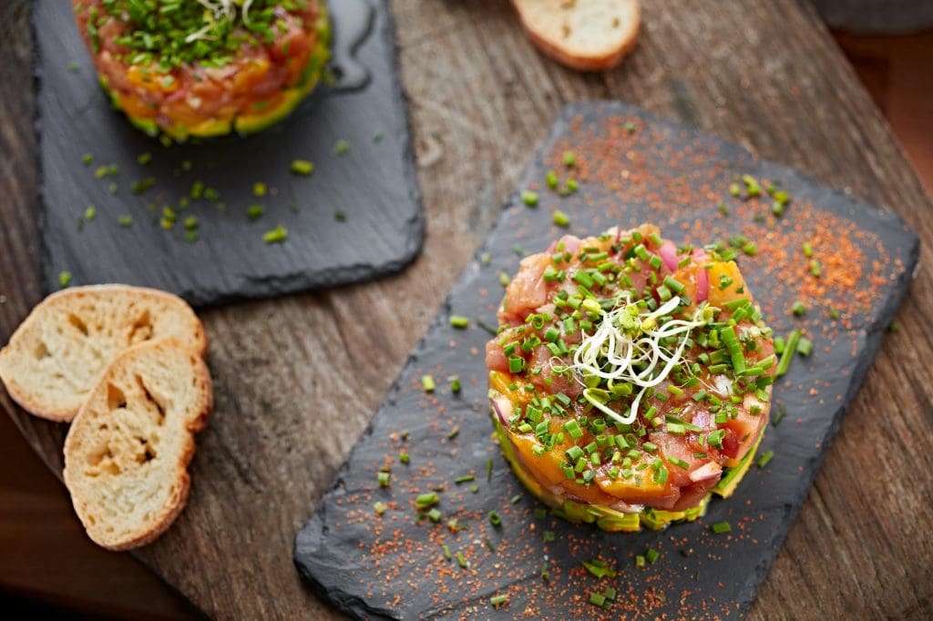 top view of salmon tartar