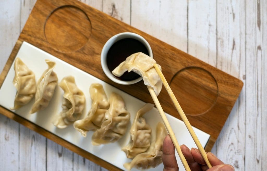 Eating dumplings